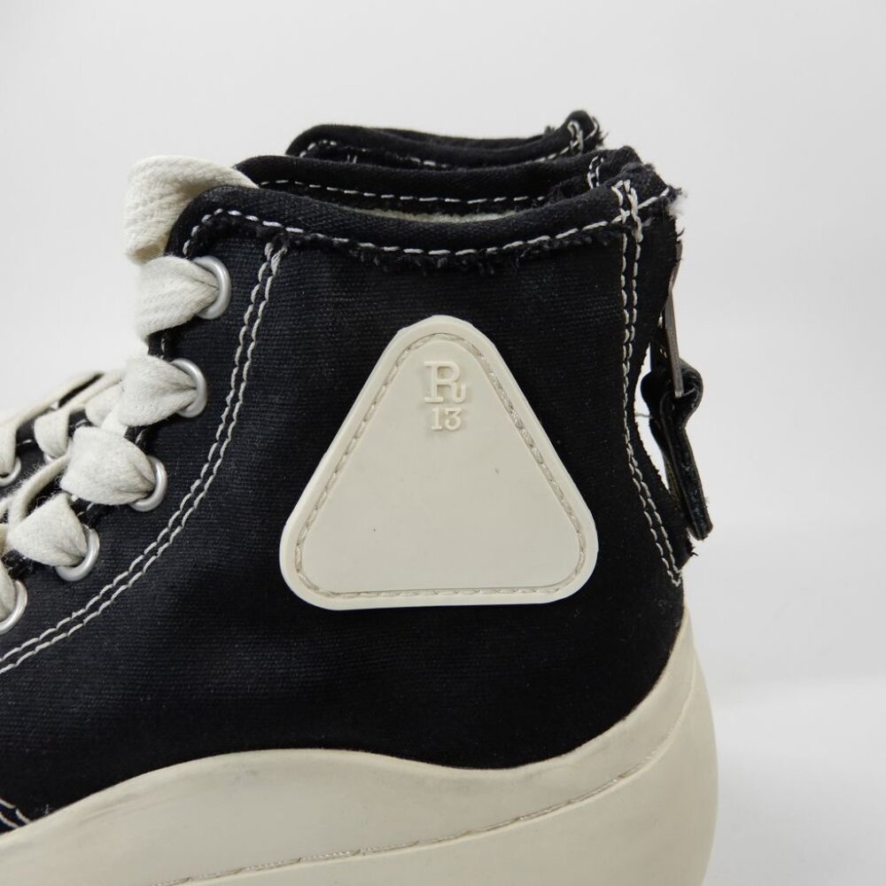 R13 Kurt High Top Platform Sneakers Size 5 Black Canvas Lace-Up Zip NEW $495 - Picture 9 of 16